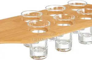Bamboo Handles 6 Glasses Wine Shot Holder