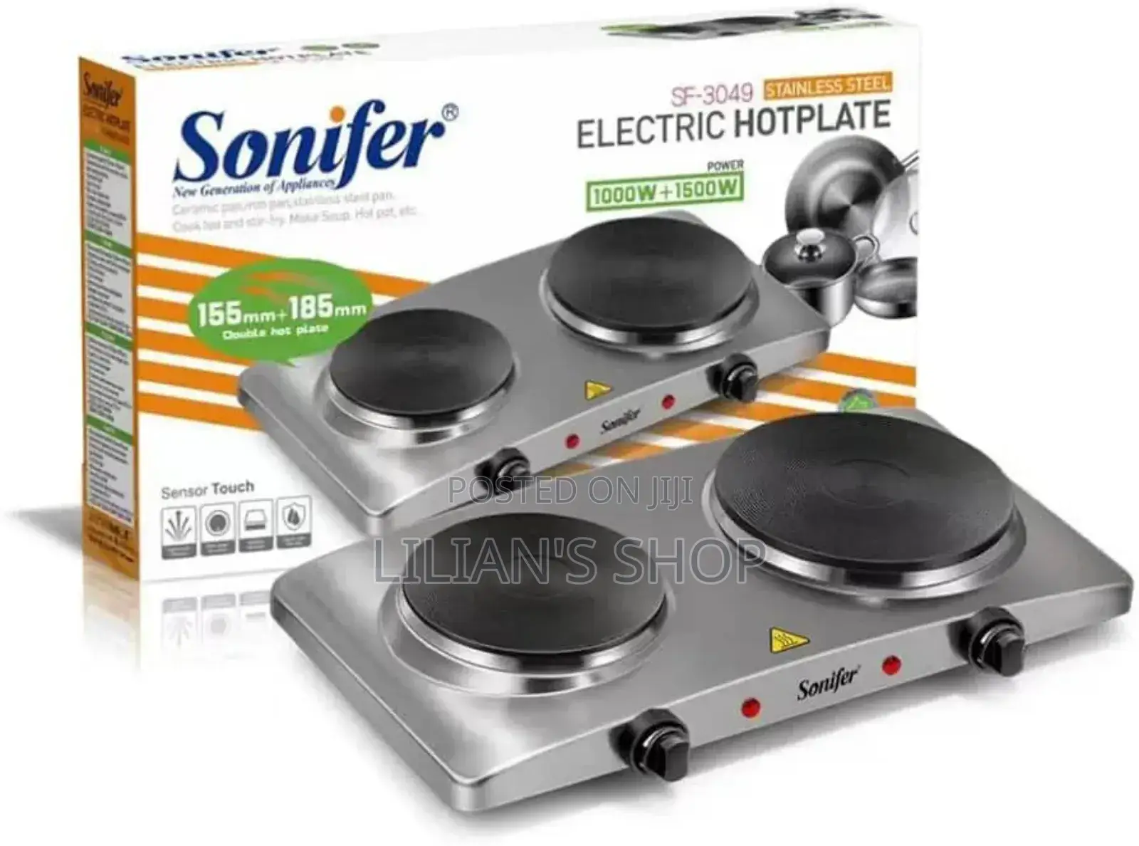 Sonifer Sf-3049 1000w and 1500w Double Burner Hot Plat