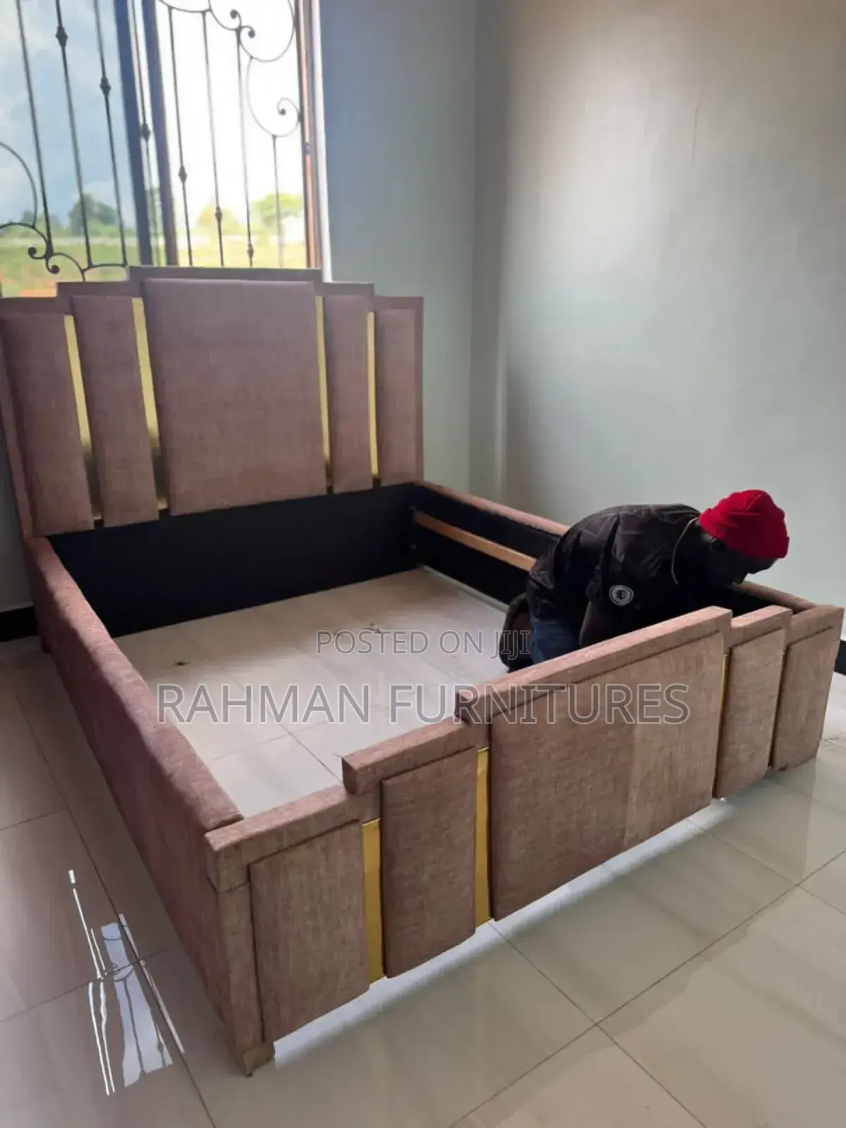 Gray Bed Five by Six King Shape
