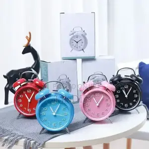 4 Inch Bell Alarm Clock Metal Analog Table
