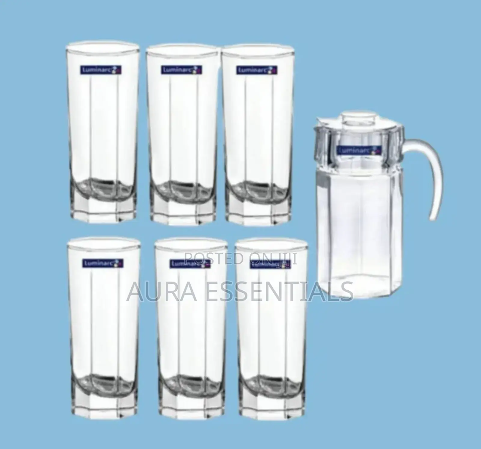 Luminarc 6 Pieces of Juice Glasses Cups and 1 Jar Water Set