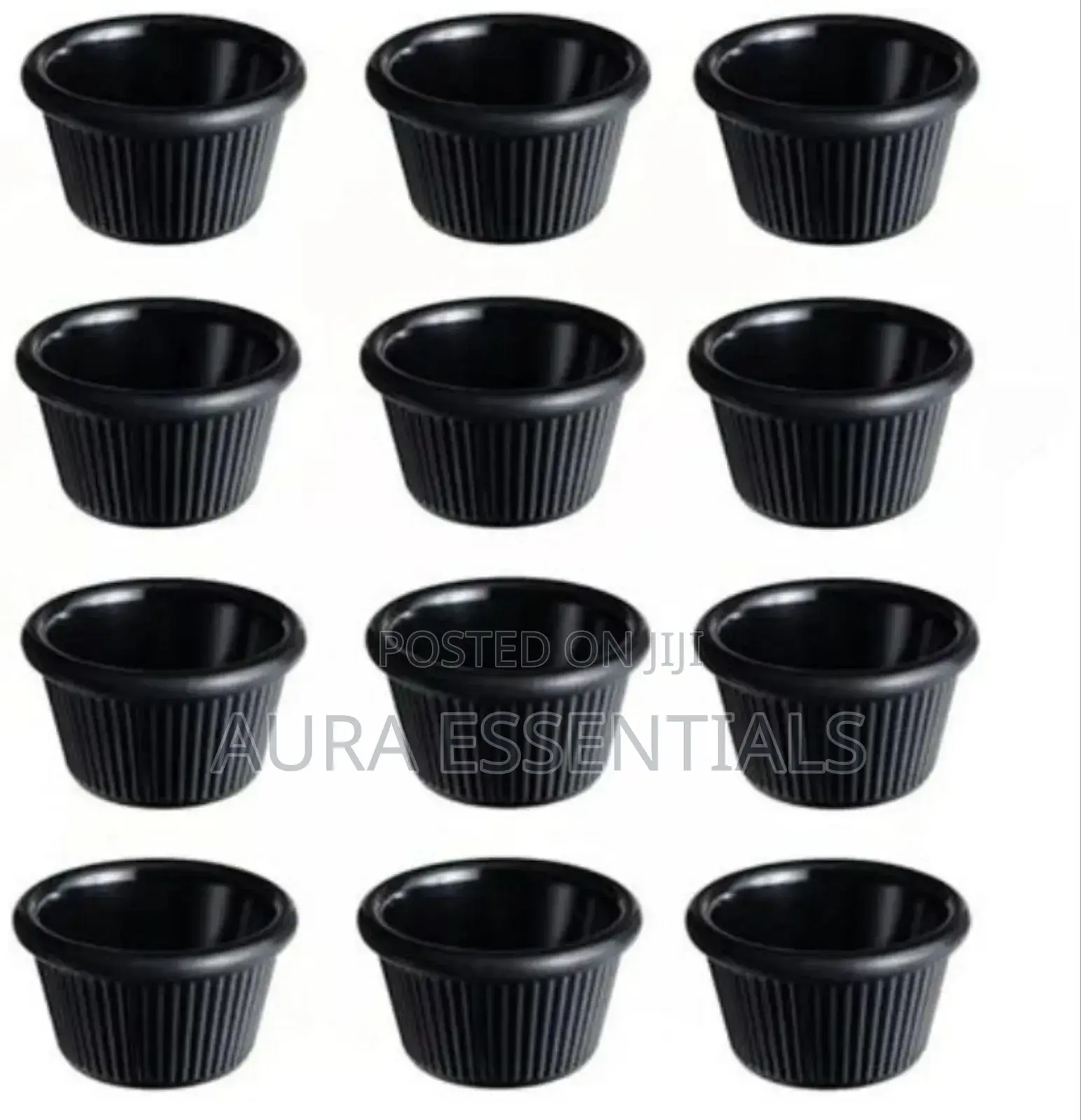 12 Pieces of Black Mini Ramekins Condiment Saucers
