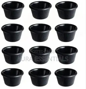 12 Pieces of Black Mini Ramekins Condiment Saucers