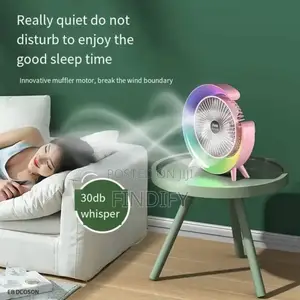 Rechargeable Cordless RGB Led Table Lamp Fan