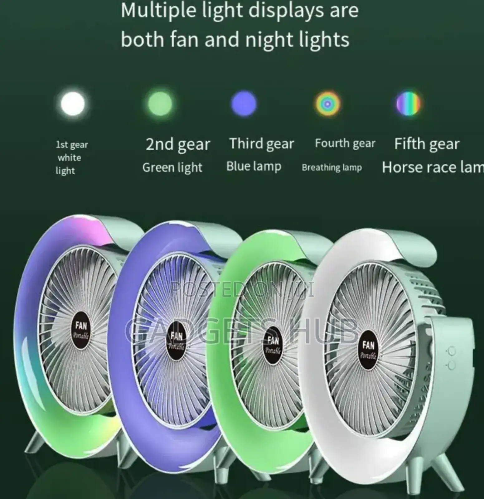 Rechargeable Cordless RGB Led Table Lamp Fan