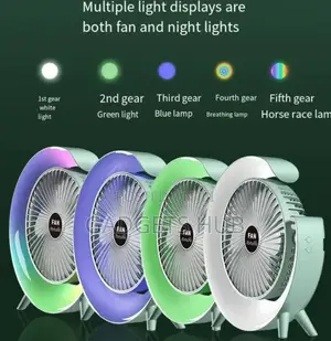 Rechargeable Cordless RGB Led Table Lamp Fan