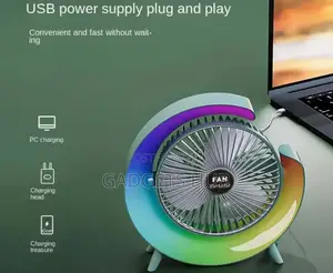 Rechargeable Cordless RGB Led Table Lamp Fan