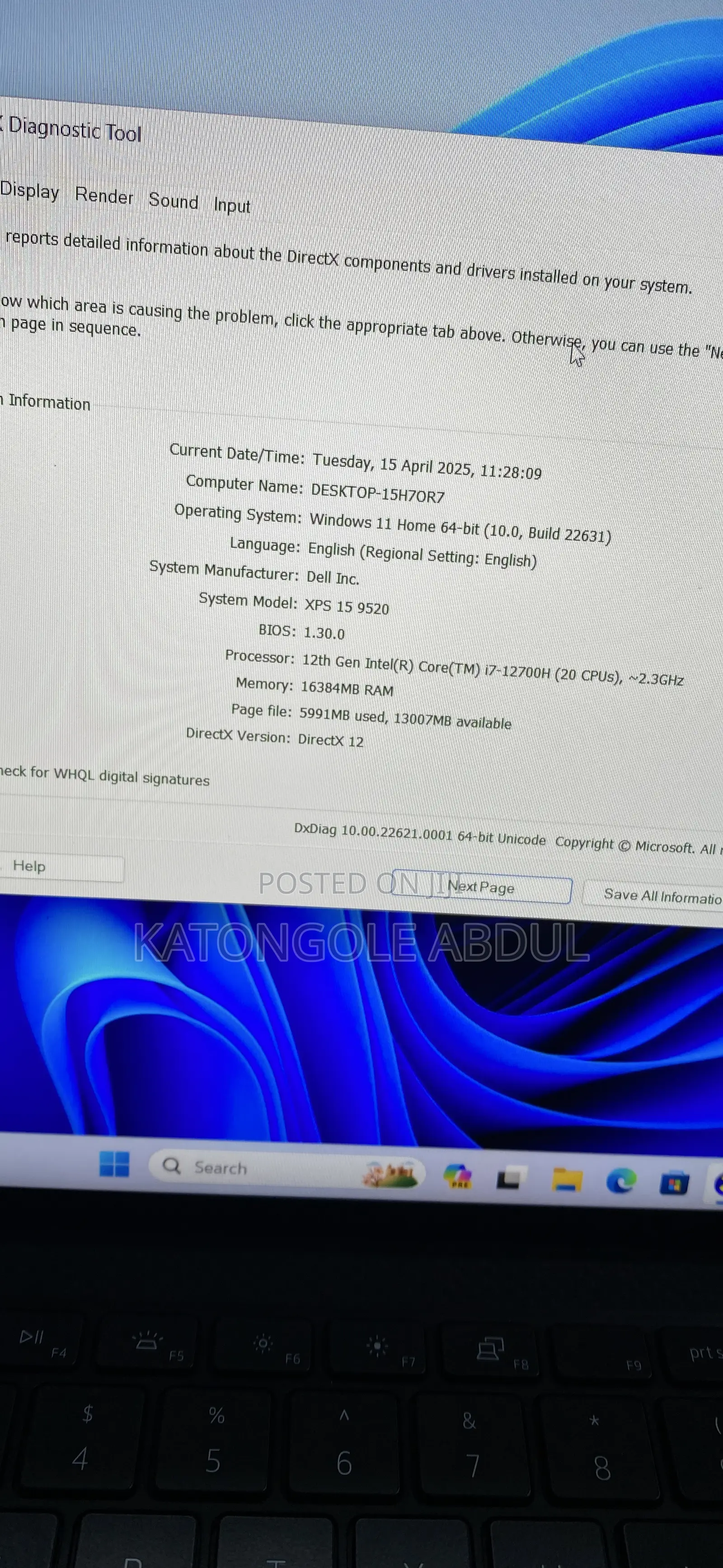 New Laptop Dell XPS 15 16GB Intel Core I7 SSD 1T