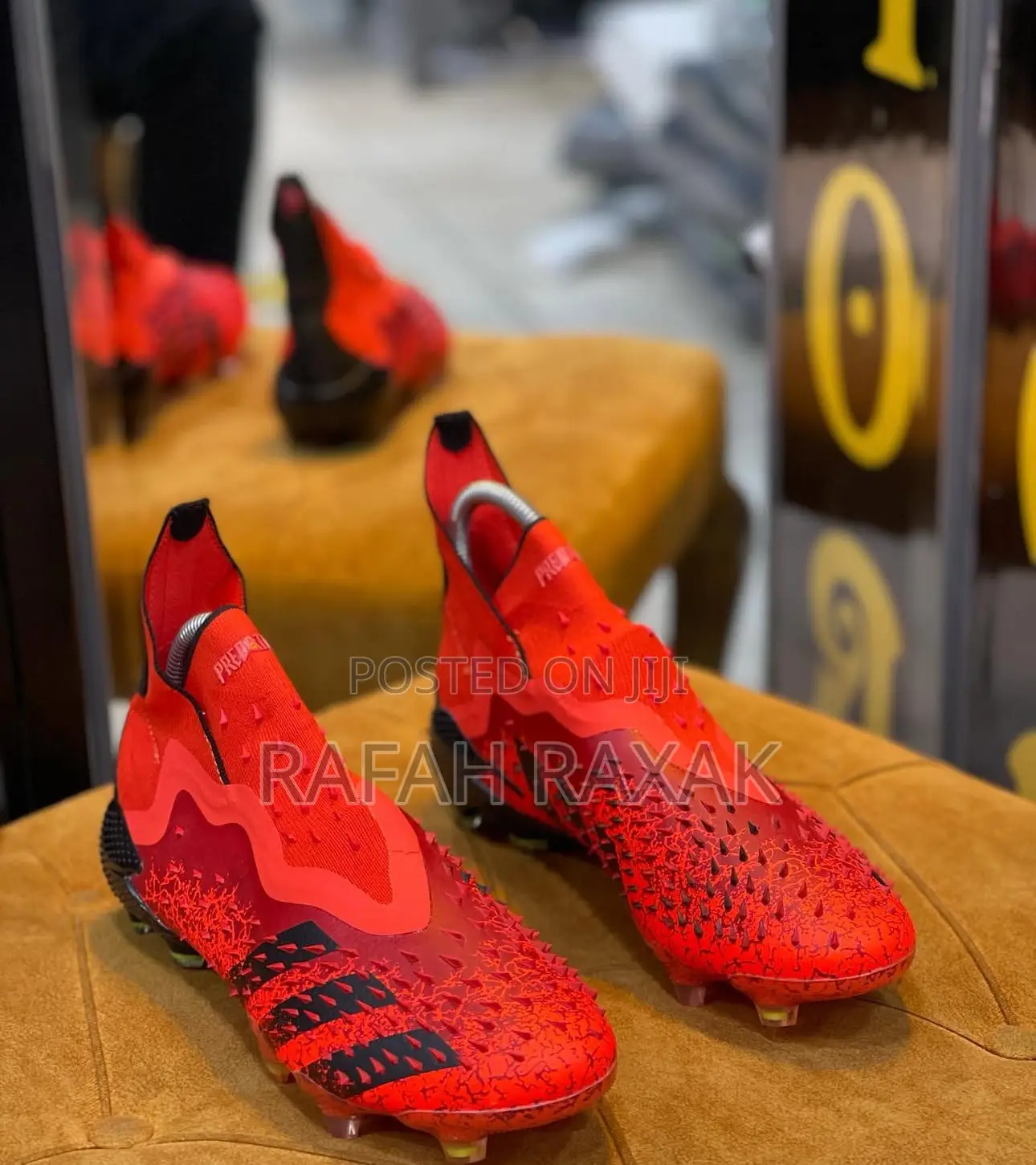 Orange/Red Adidas Predator Fg Demon Skin High Football Boot