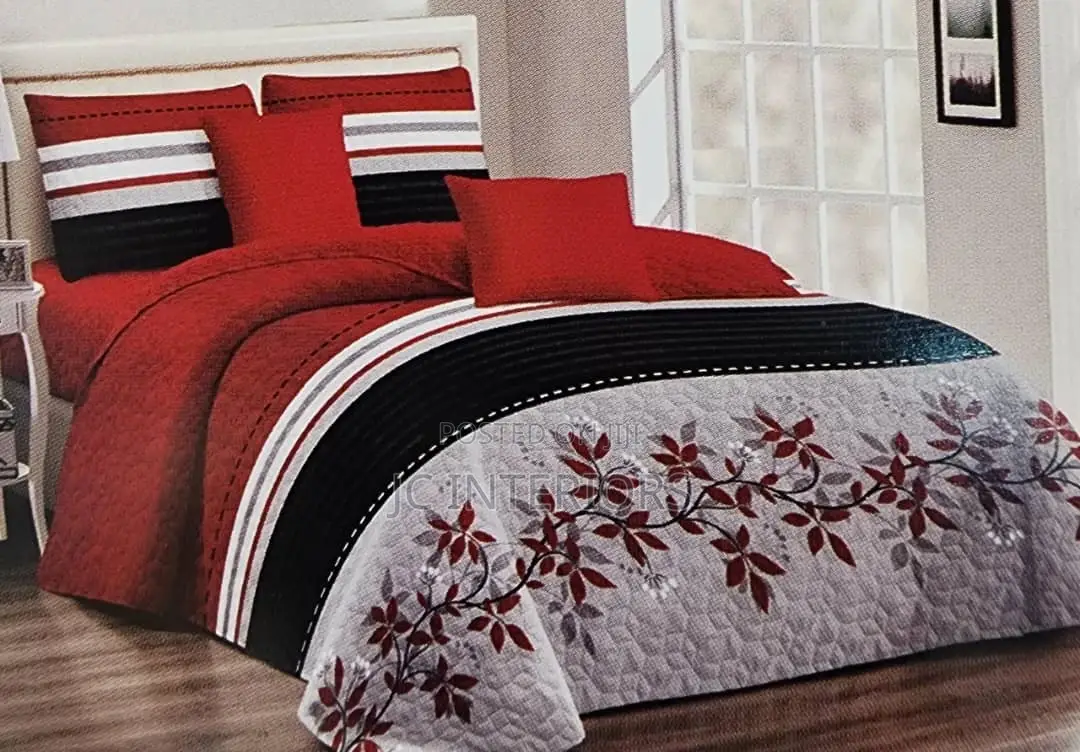 Maroon Stripped Bed Spread