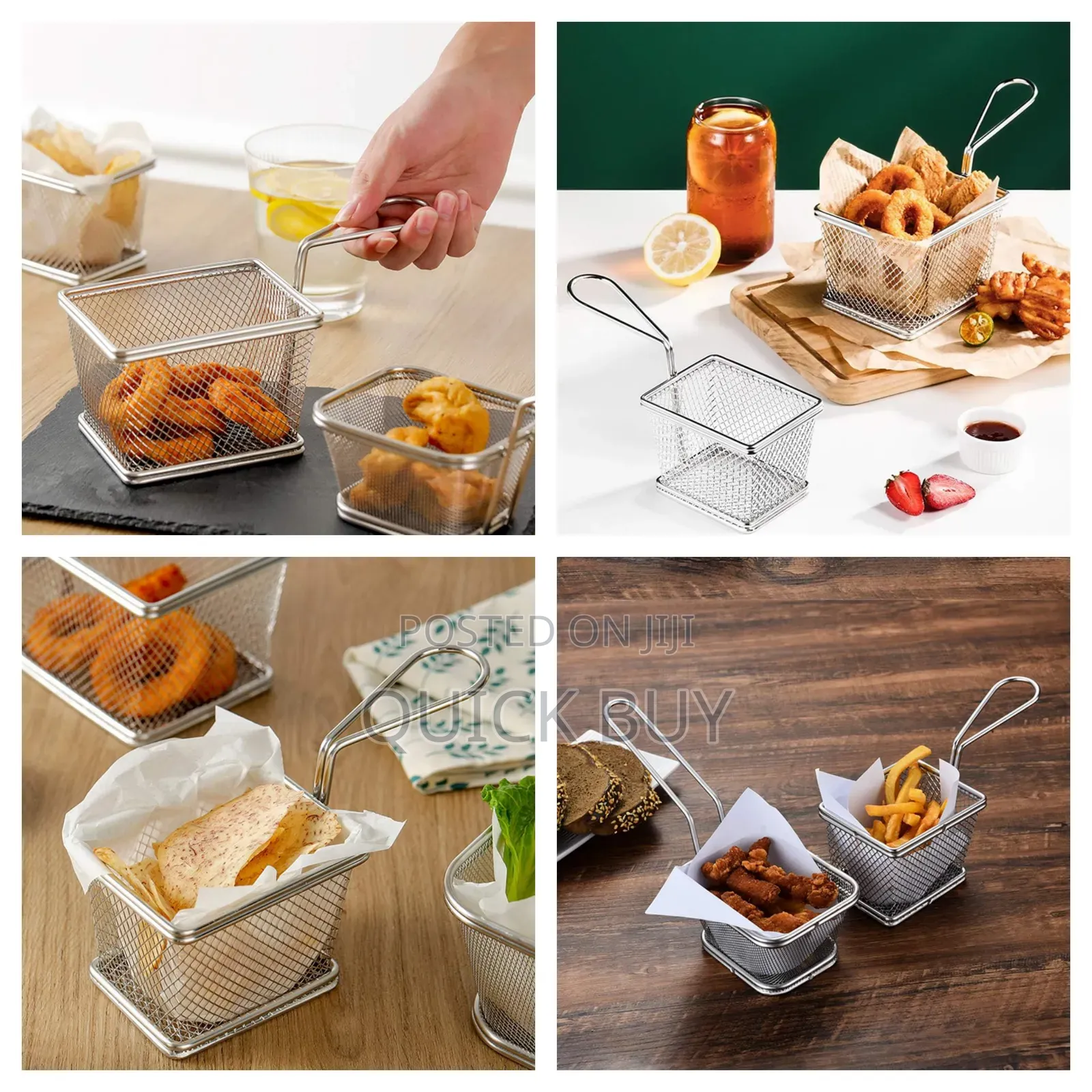 Mini Stainless Steel Fresh Fries Chips Serving Basket-New