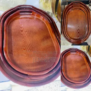 3pcs Oval-Shaped Bamboo Serving Trays
