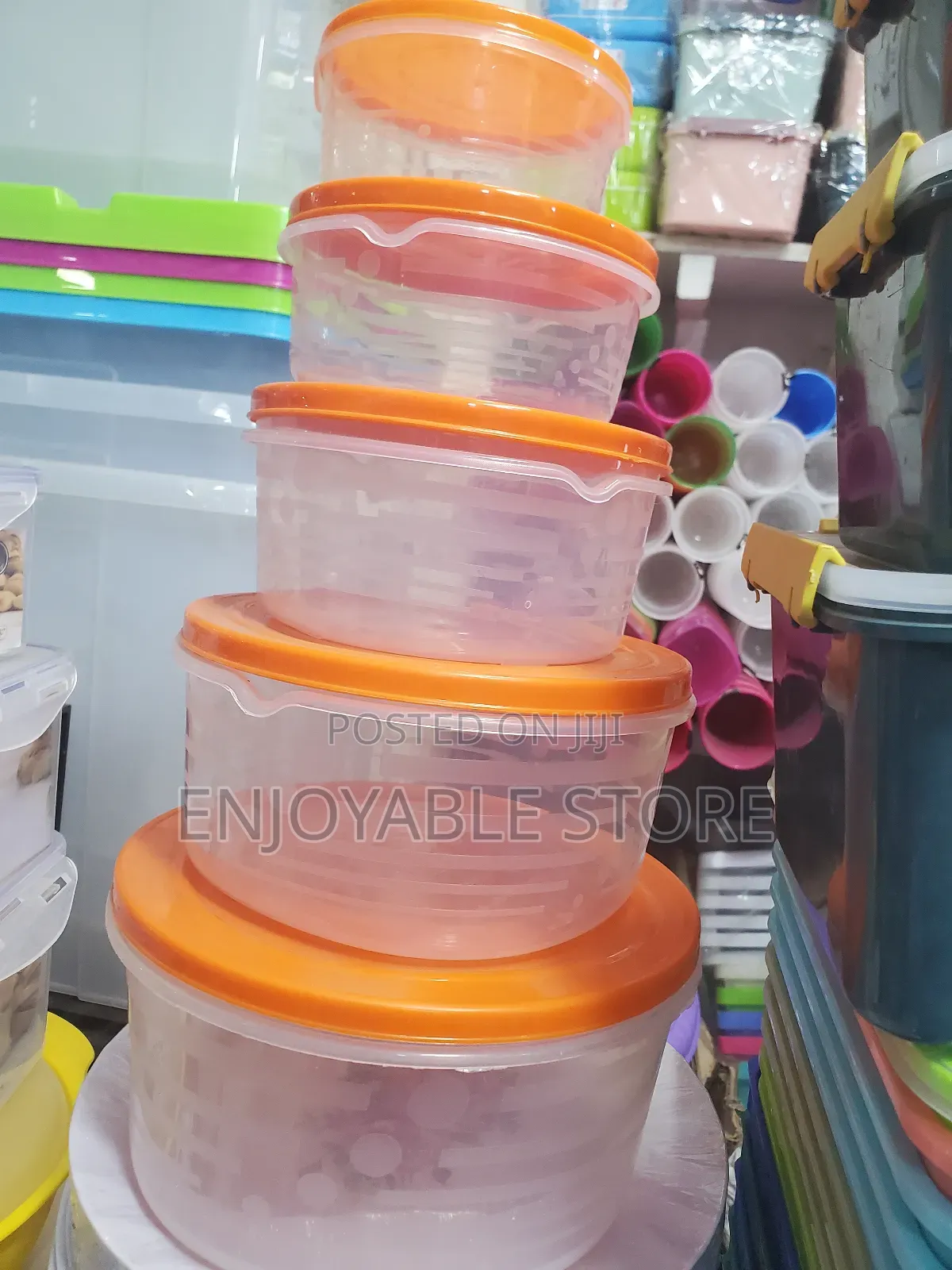 Round Storage Transparent Containers 5pcs