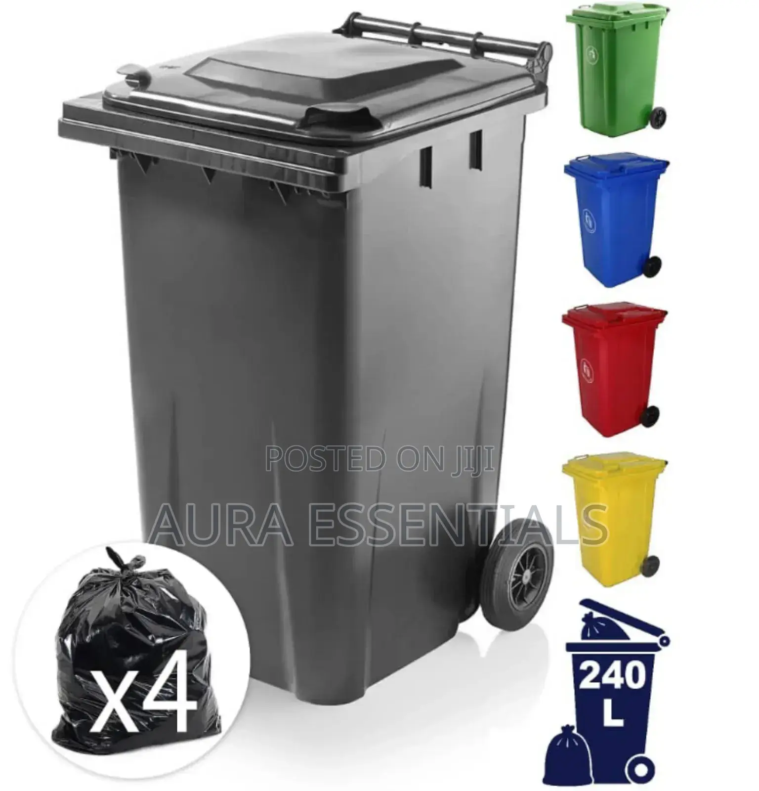 240l Plastic Outdoor Waste Bin With Wheels