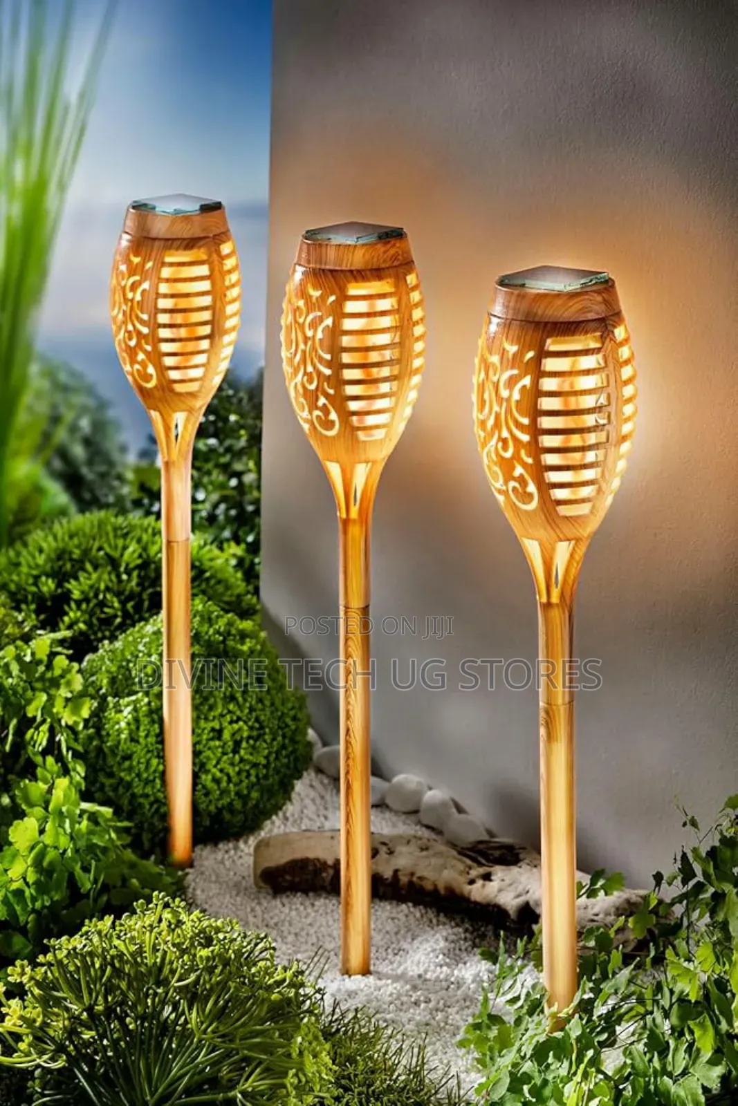 Solar Compound and Garden Light, Hanging Table Lamp- Bamboo