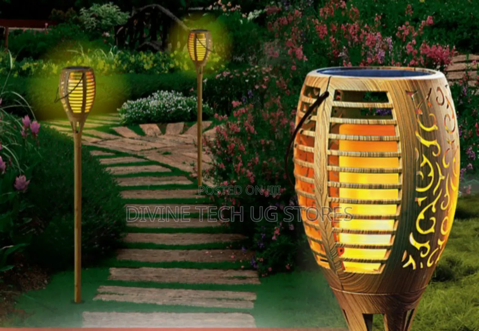 Solar Compound and Garden Light, Hanging Table Lamp- Bamboo