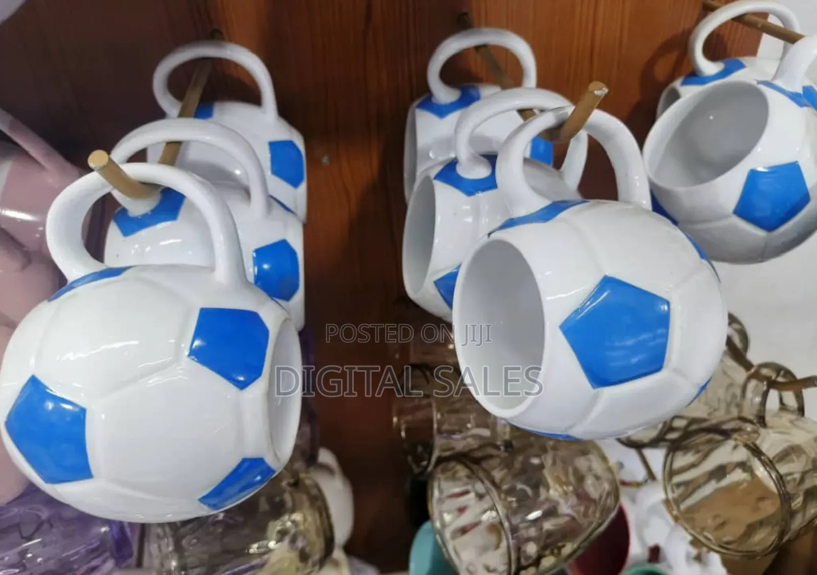 6 Pieces of Round Football Pot Coffee Tea Cups Mugs-