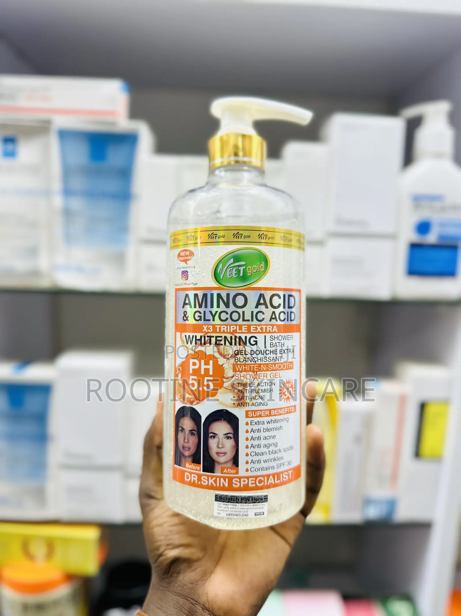Veetgold Amino Acid Glycolic Acid Whitening Shower Gel