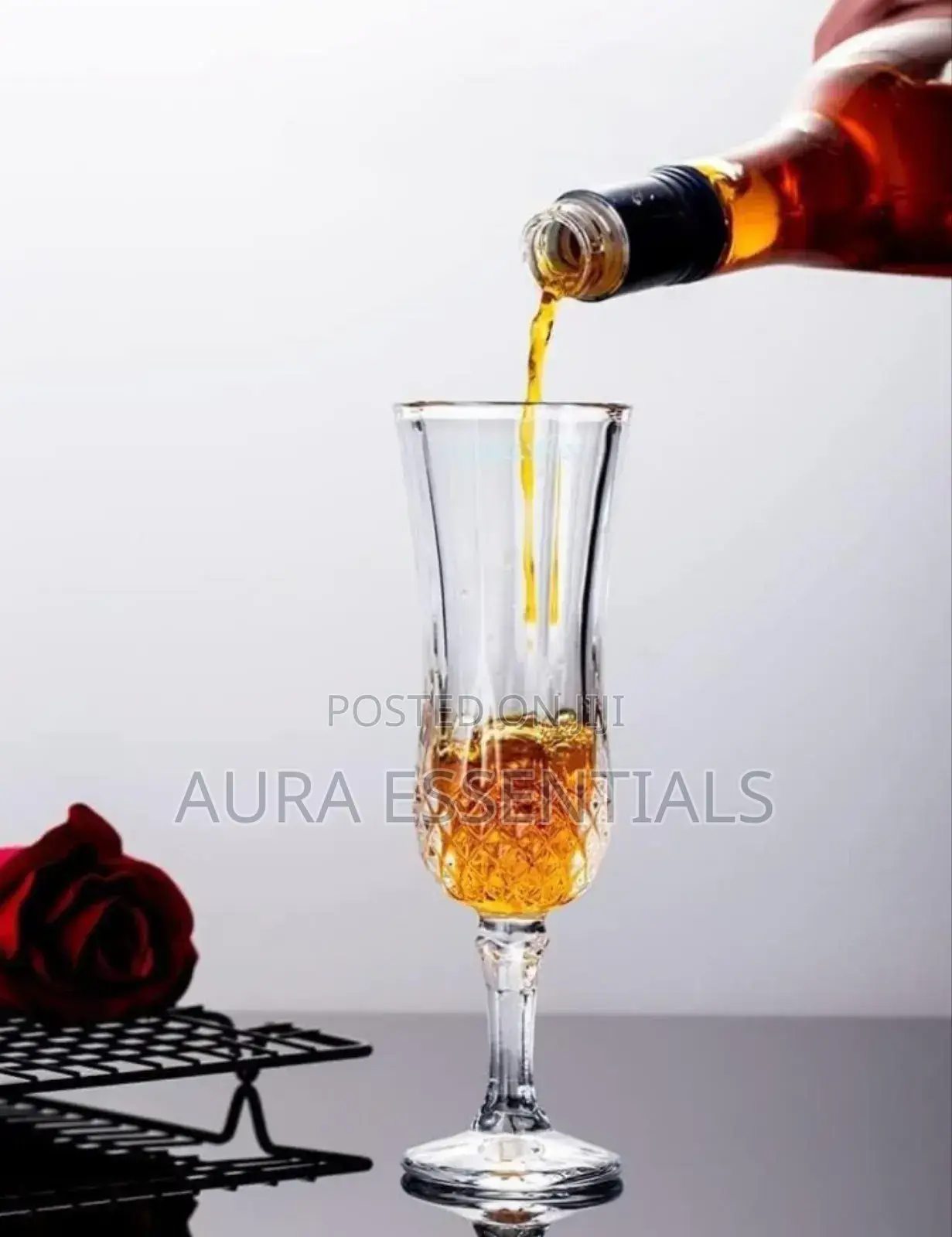 6pcs Crystal Clear Diamond Cut Champagne/Wine Glasses
