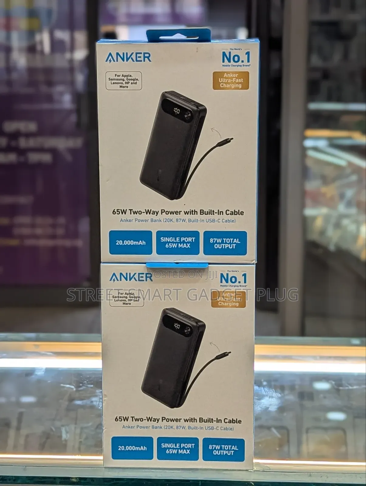 Anker 20000mah 65watts Two Way in Built Cable Power Bank