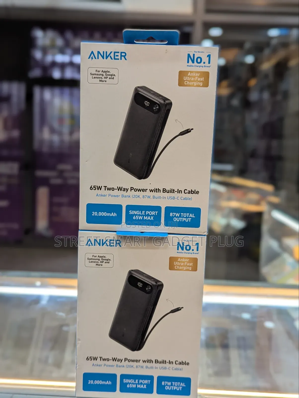 Anker 20000mah 65watts Two Way in Built Cable Power Bank