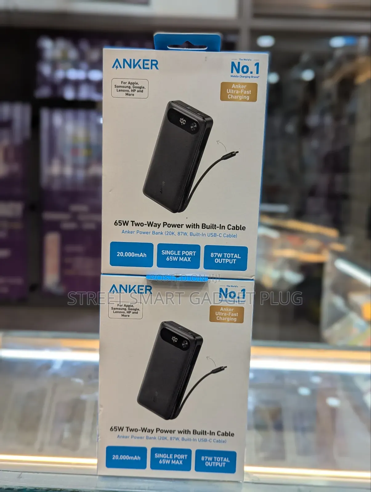 Anker 20000mah 65watts Two Way in Built Cable Power Bank