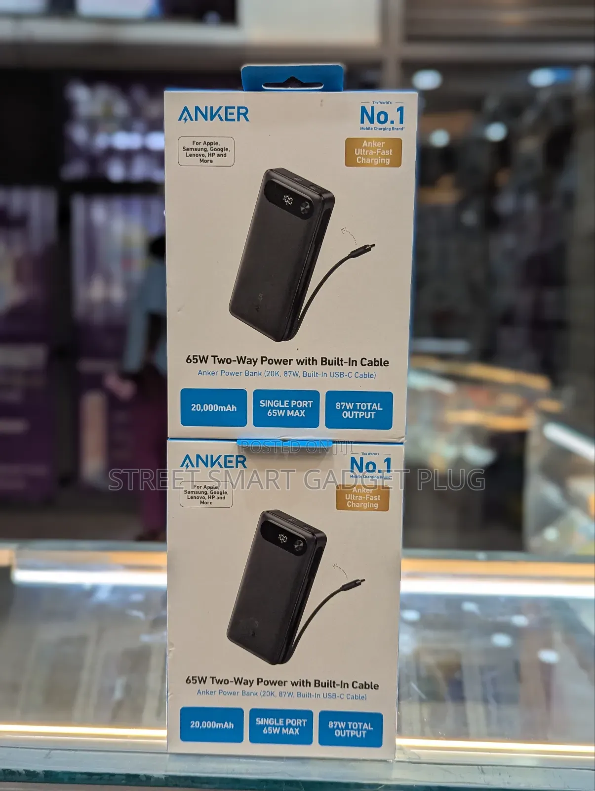 Anker 20000mah 65watts Two Way in Built Cable Power Bank