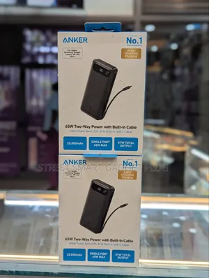 Anker 20000mah 65watts Two Way in Built Cable Power Bank