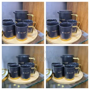 6pcs Golden-Light Black Ceramic Tea Set