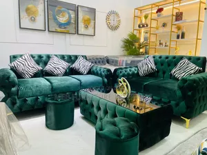 5 Seater With Glass Center Table and Puffs Available
