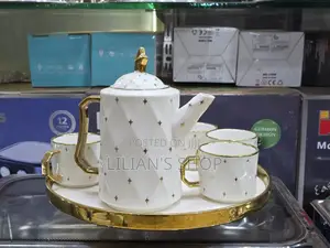 8pcs White Gold Star Coffee Tea Set
