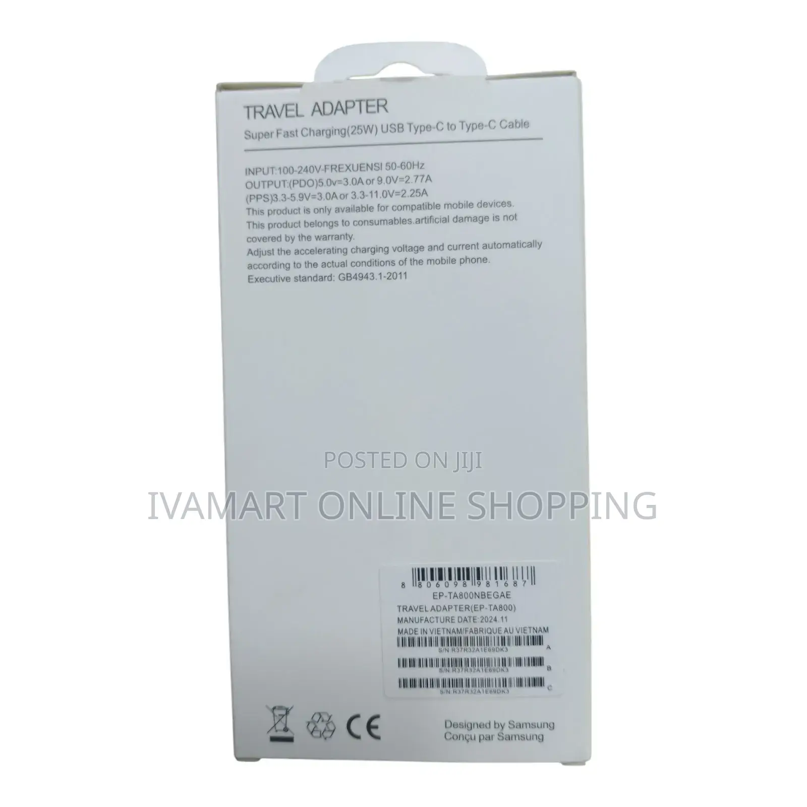 25w Samsung Power Adapter / Charger - Type C to C