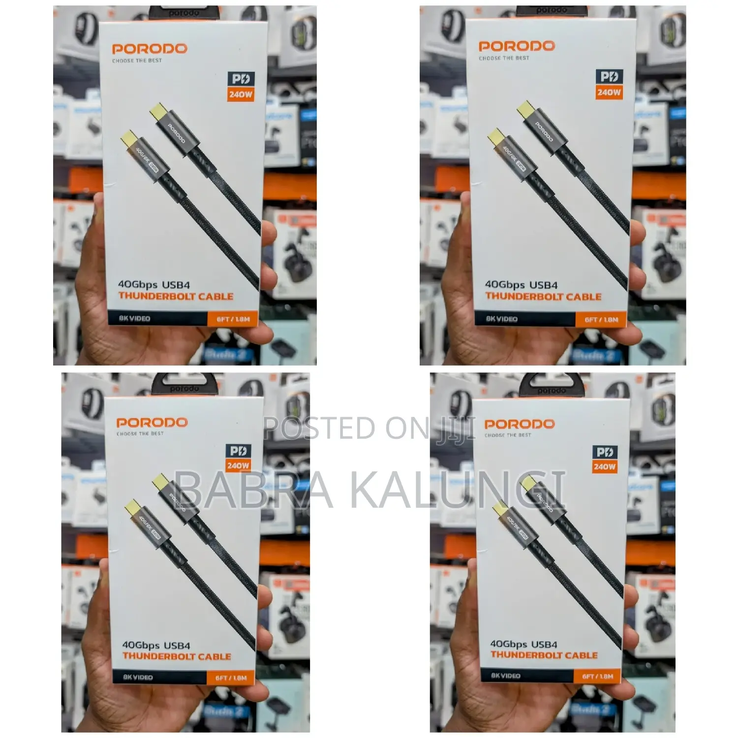 Porodo Woven Type-C Cable 240w 40gbps 60hz