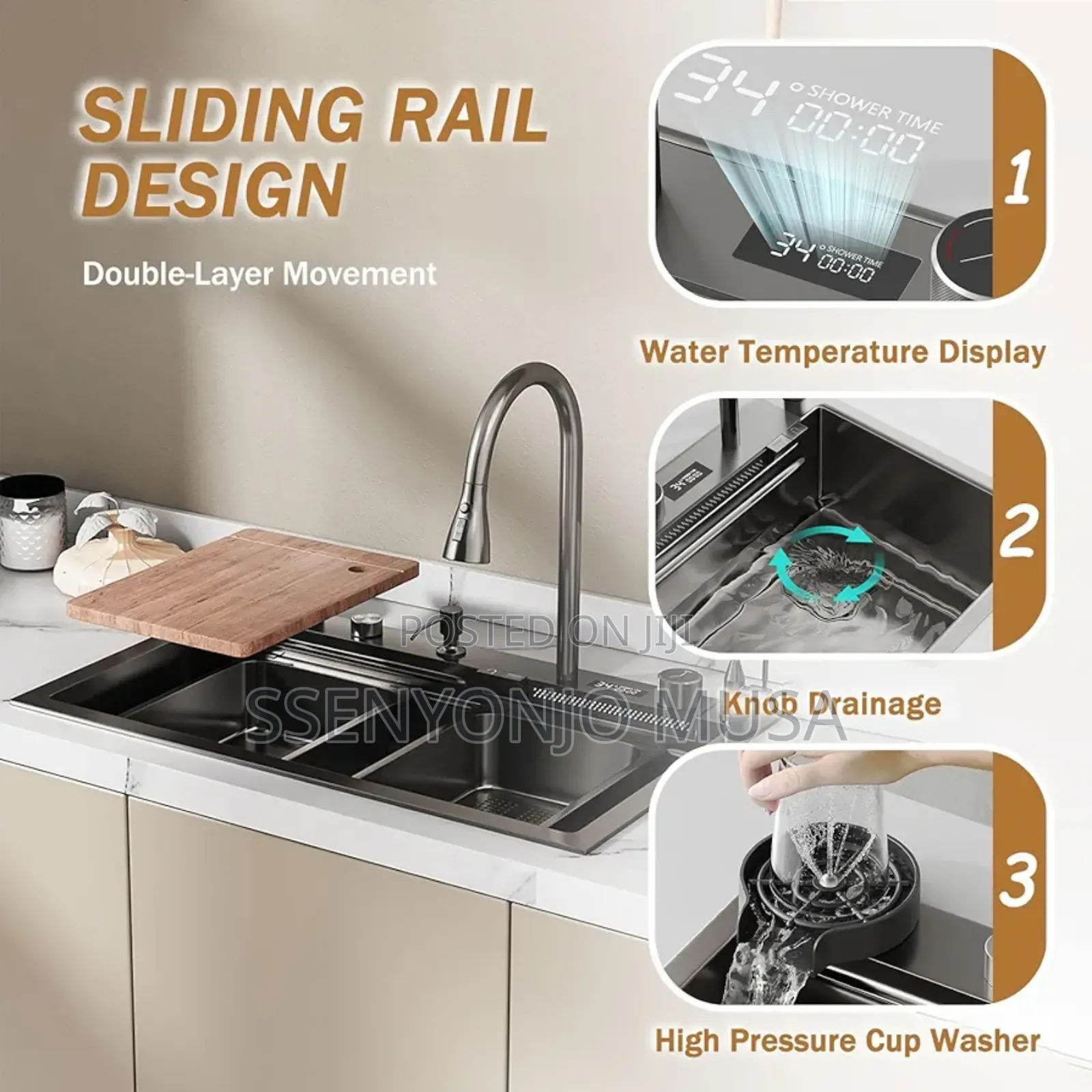 Large Stainless Steel Kitchen Sink With Digital Display