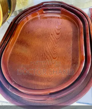 Quality Oval Shaped Bamboo Serving Trays - 3pcs