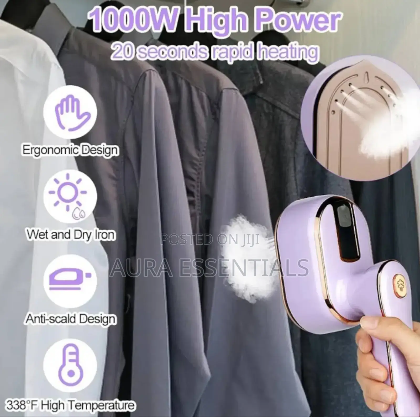 Durable 1000w Mini Steam Iron