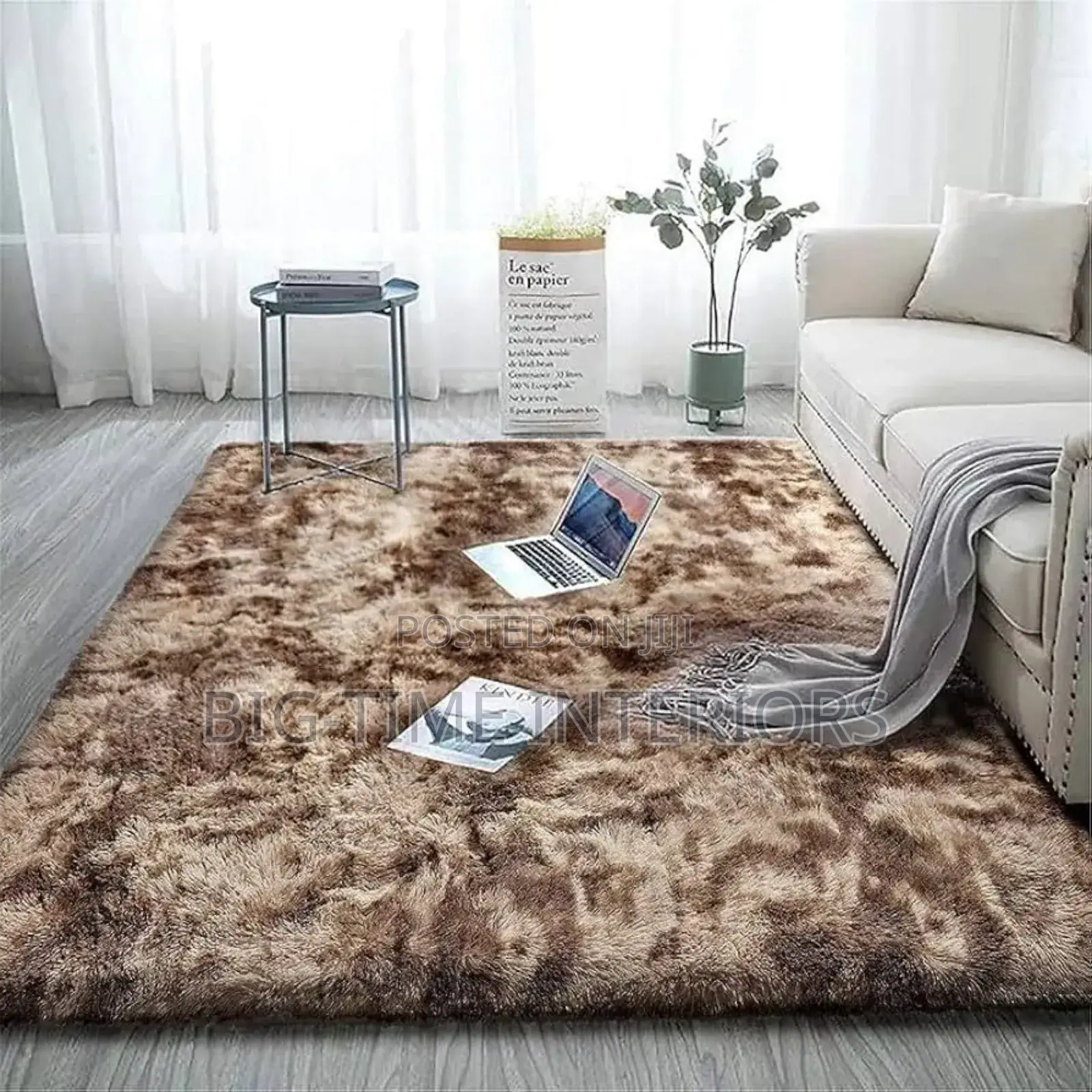 Patched Brown Soft Fluffy Center/Bedside Carpet 1.5*2meters
