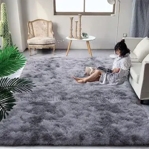 Patched Gray Fluffy Center/Bedside Carpet 1.5*2meters