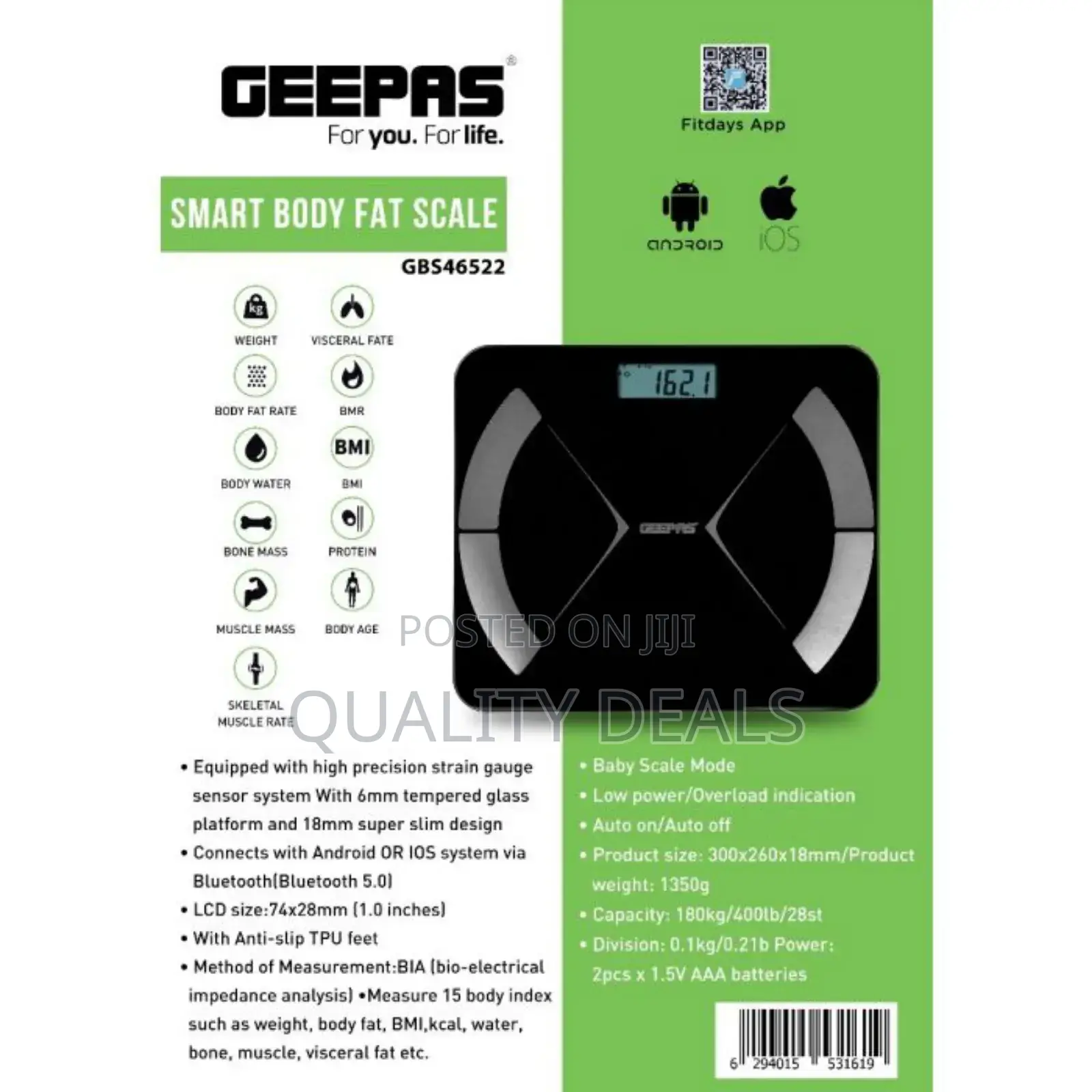Geepas Multifunction Digital Smart Body Fat Bluetooth Scale