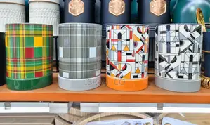 Ceramic Utensil Holder With a Geometric Pattern
