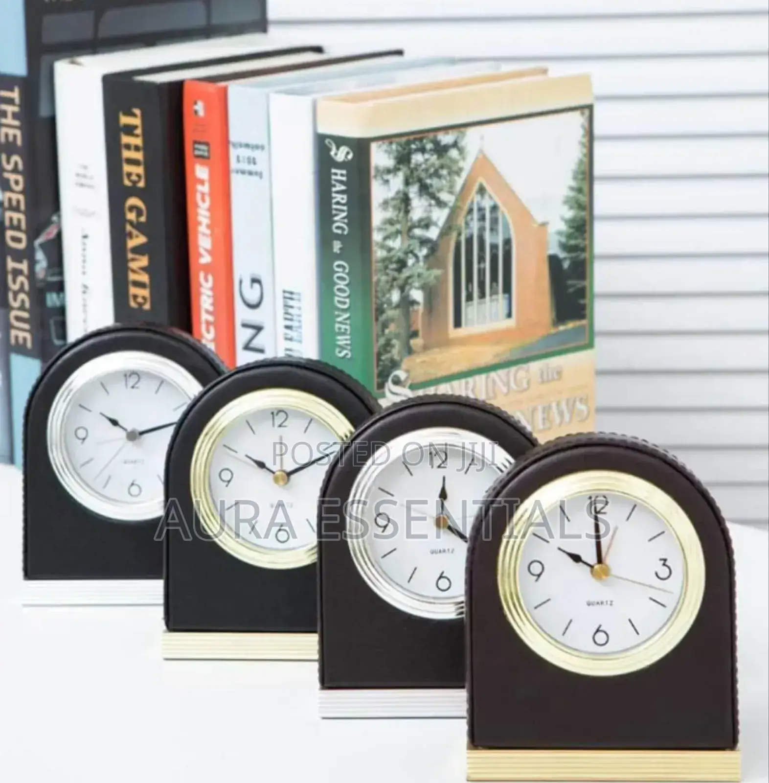 Table Desktop Mute Leather Alarm Clock