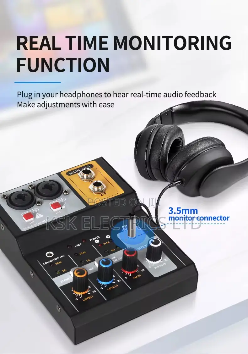 2 Channel Stereo Sound Studio Recording Audio Mixer