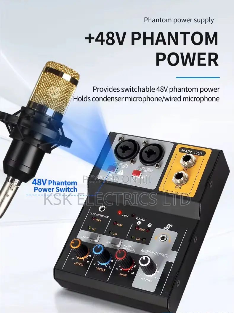 2 Channel Stereo Sound Studio Recording Audio Mixer