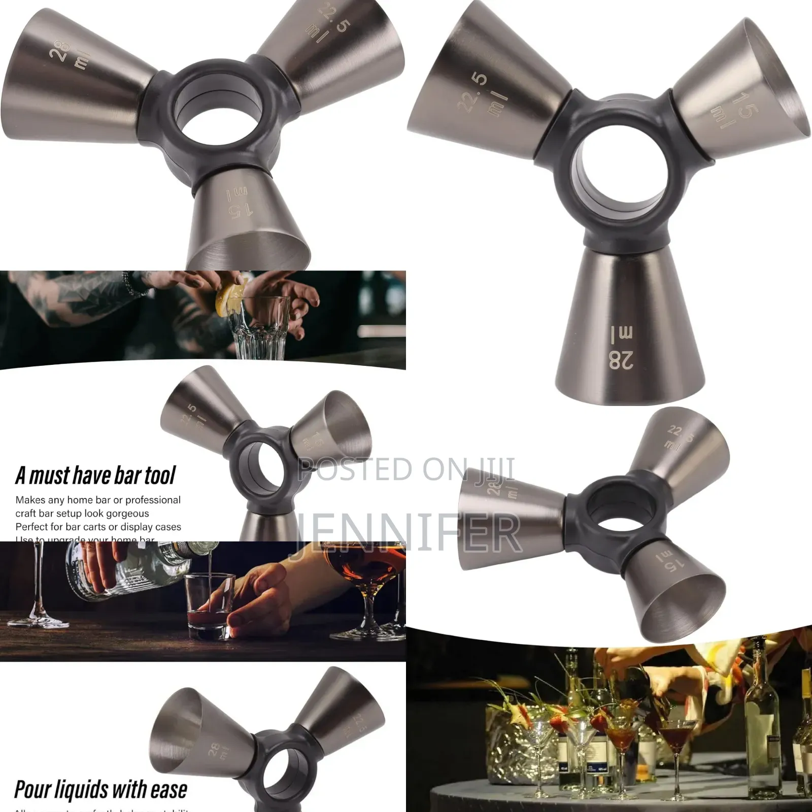 Stainless Steel 3-End Bar Measuring Cup