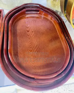 3pcs Oval-Shaped Bamboo Serving Trays