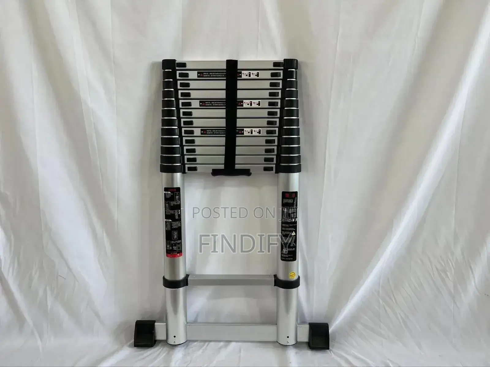 Telescopic Ladder,12 Steps Aluminum Extension Ladder