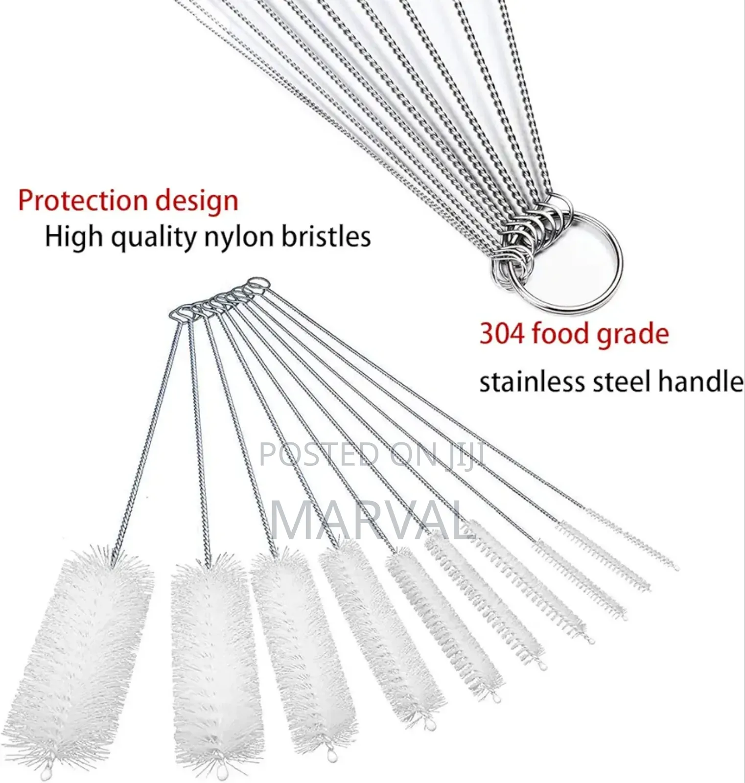 10pcs Nylon Cleaning Brushes -Set for Test Tube Bottle Straw