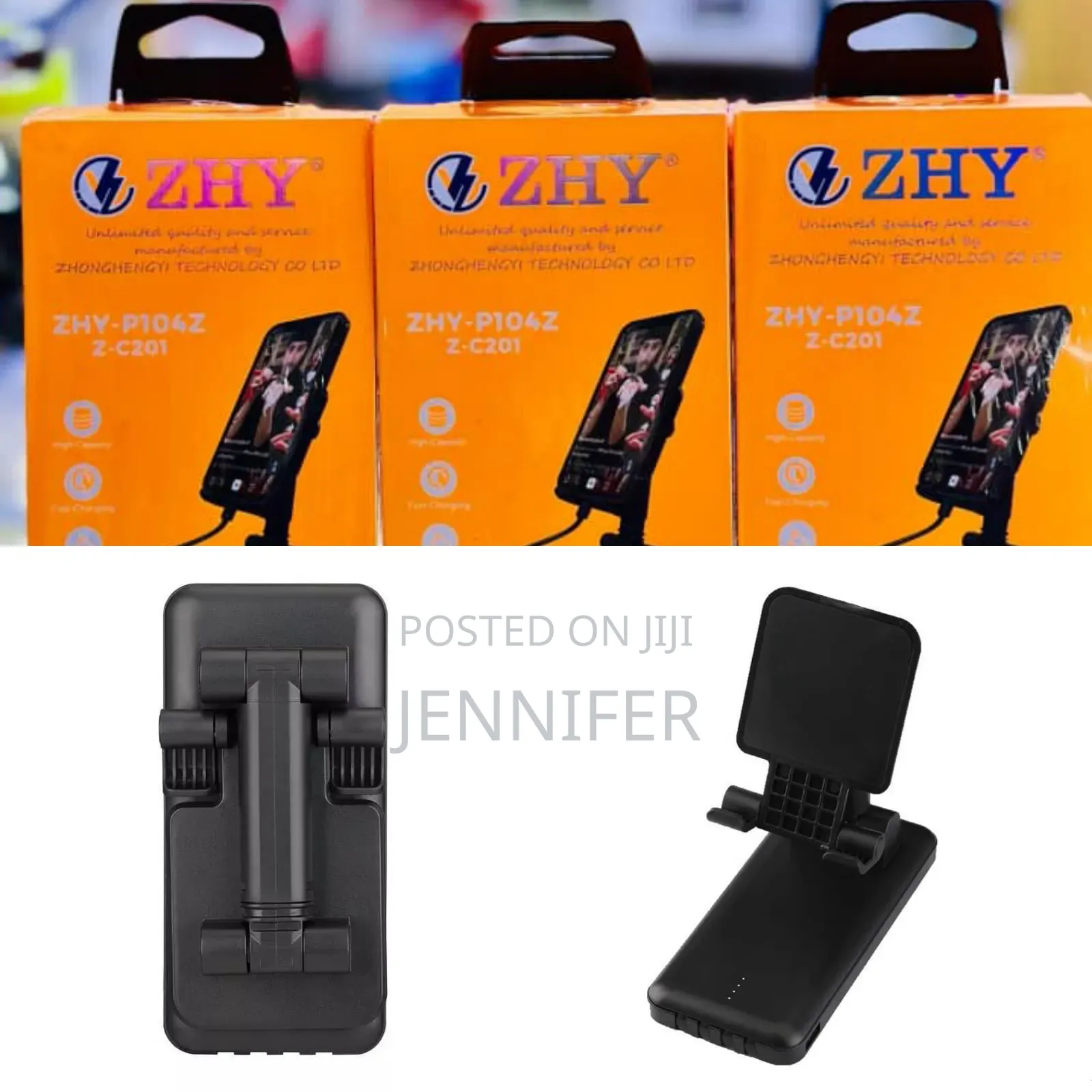 Zhy 2in1 10000mah Power Bank With Foldable Phone Holder