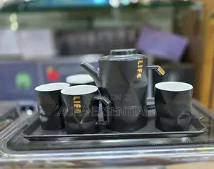 Ceramic Black Teapot Set With 4 Cups Tray