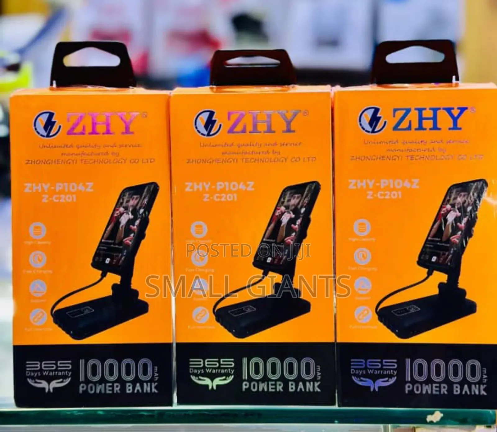 Zhy 2in1 10000mah Power Bank With Foldable Phone Holder L